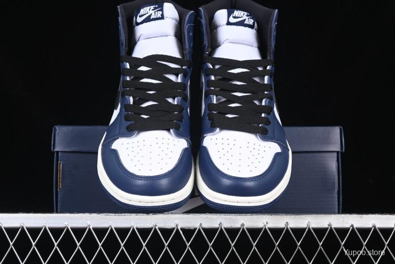 Nike Air Jordan 1 High OG "Midnight Navy" Basketball Shoes with Full Leather Construction