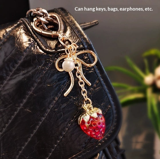 Fresh, Versatile Transparent Strawberry Phone Charmkeychain