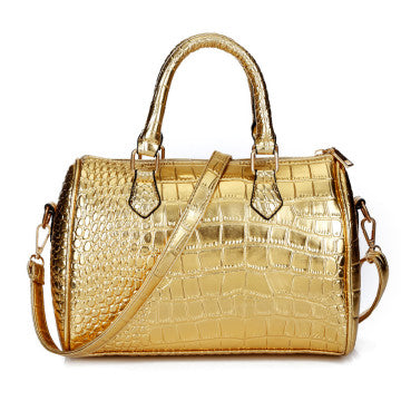 3Pcs Luxury Alligator Crocodile Women Leather Handbag Set Famous Brand Women Shoulder Bags Ladies Handbags Purse Clutch Bag Gold - Purses