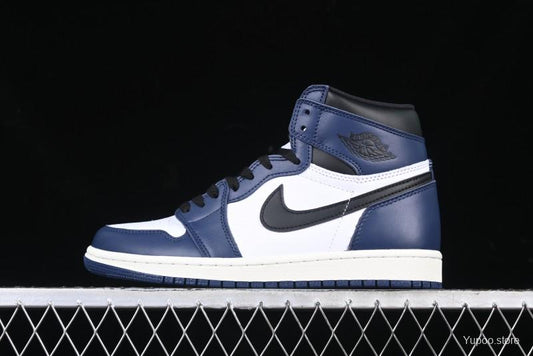 Nike Air Jordan 1 High OG "Midnight Navy" Basketball Shoes with Full Leather Construction