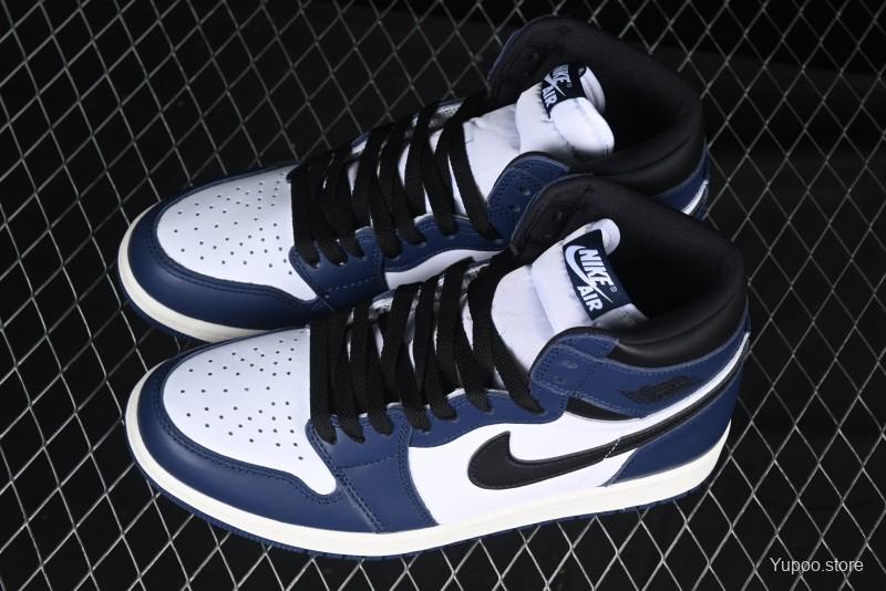 Nike Air Jordan 1 High OG "Midnight Navy" Basketball Shoes with Full Leather Construction