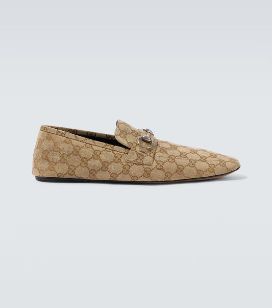 Horsebit GG Canvas distressed loafers