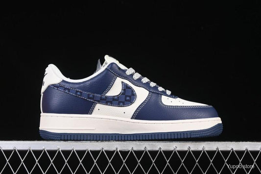 Nike Air Force 1 '07 Low LV Collaboration Navy Blue Cashew Flower Casual Sneakers