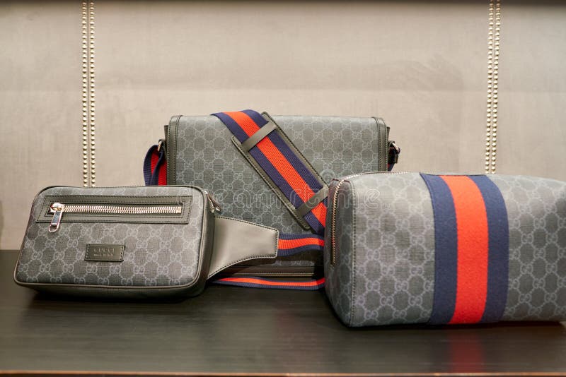 ROME, ITALY - CIRCA NOVEMBER, 2017: Gucci products on display at a second flagship store of Rinascente in Rome.